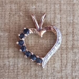 Gold 925 Heart  Rhinestone Pendant